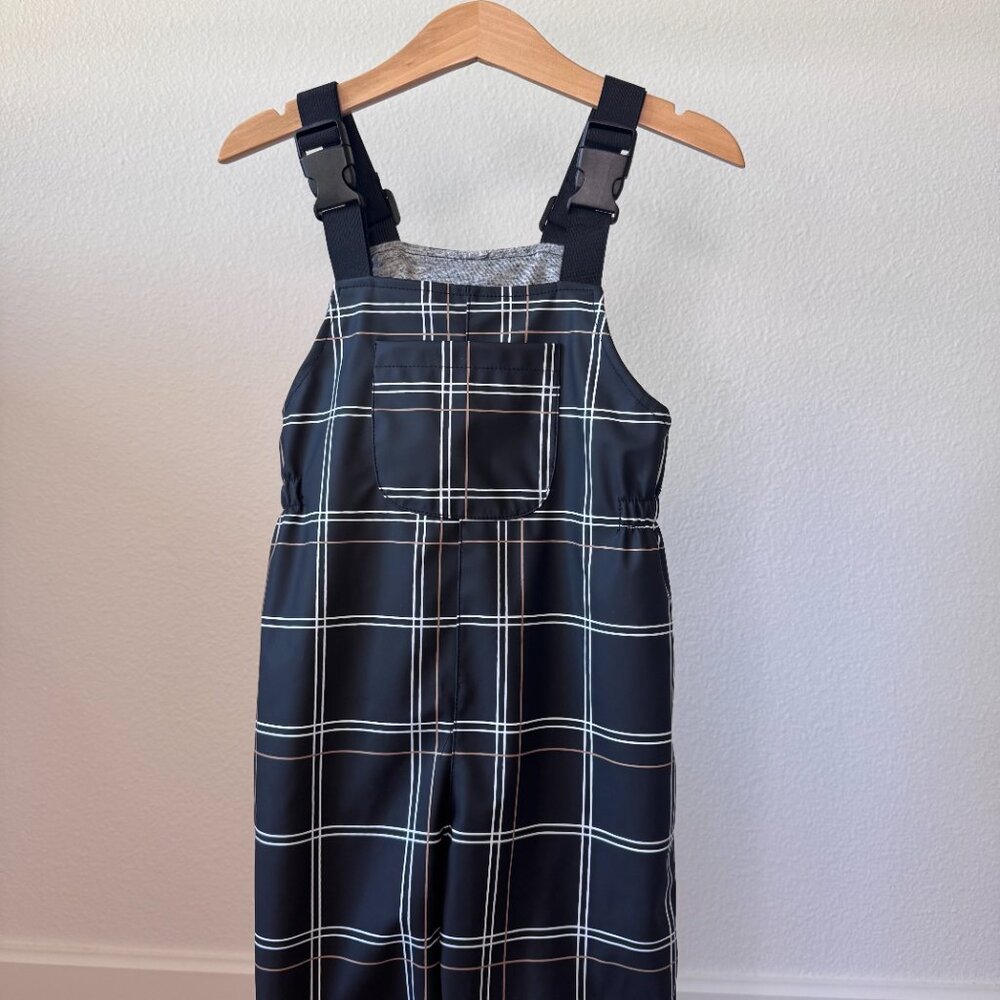 Miles The Label Rain Overalls 2Y • Black & White Plaid • Kids waterproof Outdoor - Picture 4 of 16